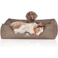 Knuffelwuff Orthopädisches Hundebett Rockland aus Kunstleder stone clay XXXL von Knuffelwuff