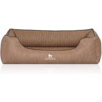 Knuffelwuff Orthopädisches Hundebett Tampa aus laser-gestepptem Kunstleder braun/ beige XL von Knuffelwuff