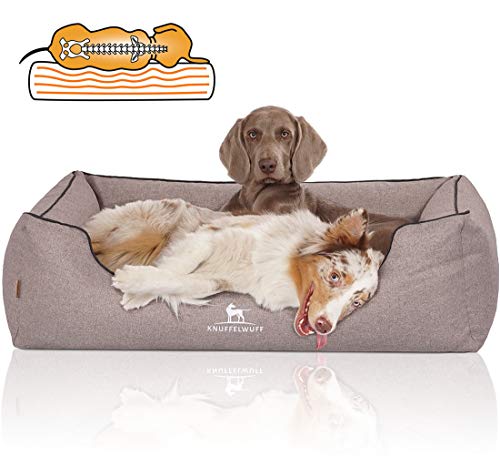 Knuffelwuff Orthopädisches Hundebett Wippo aus Velours mit Handwebcharakter L 155 x B 105 x H 25 cm Grau - abnehmbarer Bezug - waschbar - für große, mittelgroße und kleine Hunde von Knuffelwuff