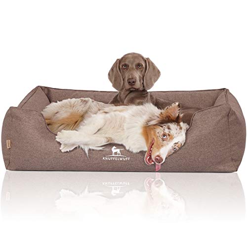 Knuffelwuff Orthopädisches Hundebett Wippo aus Velours mit Handwebcharakter Übergröße XXXL 155 x 105cm Potatoe - abnehmbarer Bezug - waschbar - für große, mittelgroße und kleine Hunde von Knuffelwuff