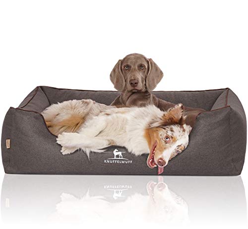 Knuffelwuff Orthopädisches Hundebett Wippo aus Velours mit Handwebcharakter Übergröße XXXL 155 x 105cm Schwarz - abnehmbarer Bezug - waschbar - für große, mittelgroße und kleine Hunde von Knuffelwuff