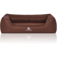 Knuffelwuff Orthopädisches Hundebett Wippo aus Velours mit Handwebcharakter braun XXXL von Knuffelwuff