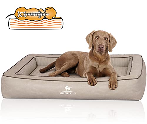 Knuffelwuff Orthopädisches Hundebett aus Laser gestepptem Kunstleder Montego M-L 85 x 65cm Grau von Knuffelwuff