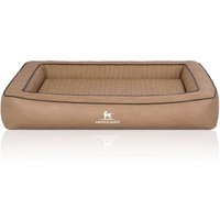 Knuffelwuff Orthopädisches Hundebett aus Laser gestepptem Kunstleder Montego braun/ beige M-L von Knuffelwuff