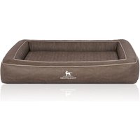 Knuffelwuff Orthopädisches Hundebett aus Laser gestepptem Kunstleder Montego braun/ grau XL von Knuffelwuff