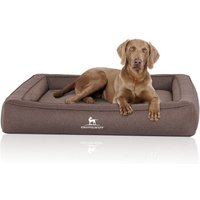 Knuffelwuff Orthopädisches Hundebett aus Velours mit Handwebcharakter Yukon braun/ grau M-L von Knuffelwuff