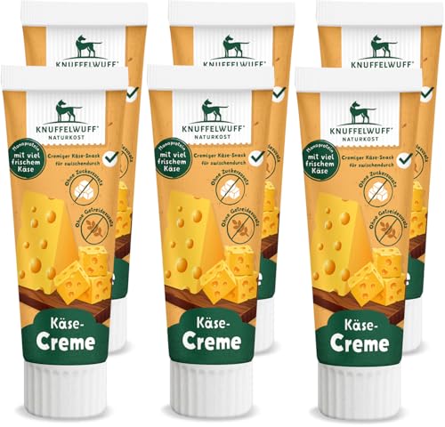 Knuffelwuff Tuben Snack Käsecreme 6er Pack - mit viel frischem Käse - ohne Konservierungsmittel, ohne Zusatz von Zucker und Getreide - Ideal auch für Welpen - Made in Germany von Knuffelwuff