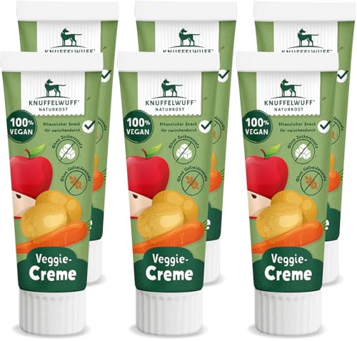 Knuffelwuff Tuben Snack Veggiecreme 6er Pack - 100% Vegan - ohne Konservierungsmittel, ohne Zusatz von Zucker und Getreide - Ideal auch für Welpen - Made in Germany von Knuffelwuff