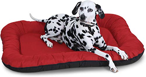 Knuffelwuff Wasserfestes In und Outdoor Hundebett Lucky aus Nylongewebe XXL 118 x 85cm Rot - abnehmbarer Bezug - waschbar - für große, mittelgroße und kleine Hunde von Knuffelwuff