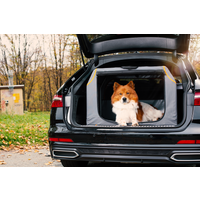 Knuffelwuff faltbare Hundebox Auto Transportbox Alverstone mit Aluminiumgestell für den Kofferraum M von Knuffelwuff