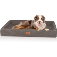 Knuffelwuff orthopädisches Hundebett Austin aus Kunstleder braun/ grau XL von Knuffelwuff