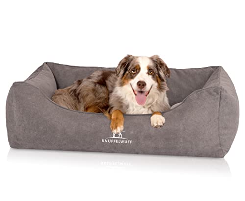 Knuffelwuff orthopädisches Hundebett mit Fächer-Wendekissen Baltimore 100 x 70cm Grau - Abnehmbarer Bezug - waschbar - für große, mittelgroße und kleine Hunde von Knuffelwuff