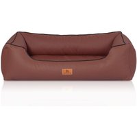 Knuffelwuff orthopädisches Hundebett Montana aus Kunstleder braun/ rot XL von Knuffelwuff