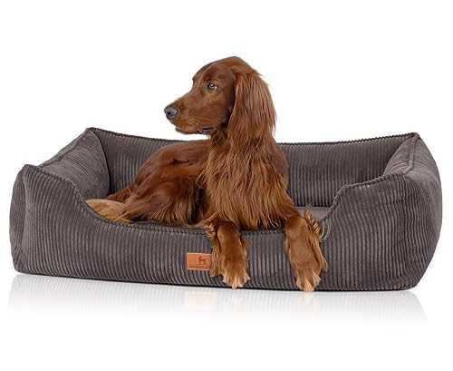 Knuffelwuff orthopädisches Hundebett aus Cord mit Handwebcharakter Nunavut XL 105 x 75cm Braungrau - Abnehmbarer Bezug - waschbar - für große, mittelgroße und kleine Hunde von Knuffelwuff