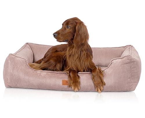 Knuffelwuff orthopädisches Hundebett aus Cord mit Handwebcharakter Nunavut XL 105 x 75cm Rosa - Abnehmbarer Bezug - waschbar - für große, mittelgroße und kleine Hunde von Knuffelwuff