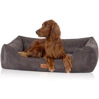 Knuffelwuff orthopädisches Hundebett aus Cord mit Handwebcharakter Nunavut braun/ grau XXL von Knuffelwuff