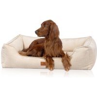 Knuffelwuff orthopädisches Hundebett aus Cord mit Handwebcharakter Nunavut beige M-L von Knuffelwuff