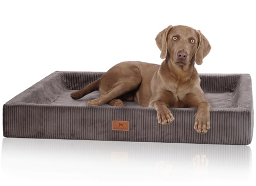 Knuffelwuff orthopädisches Hundebett aus Cord mit Handwebcharakter Santiago M-L 85 x 65cm Braun - Abnehmbarer Bezug - waschbar - für große, mittelgroße und kleine Hunde von Knuffelwuff