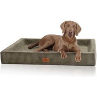 Knuffelwuff orthopädisches Hundebett aus Cord mit Handwebcharakter Santiago khaki XL von Knuffelwuff