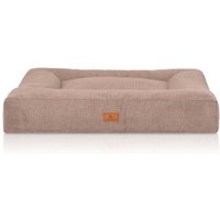 Knuffelwuff orthopädisches Hundebett aus Velours mit Handwebcharakter Sofia beige XL von Knuffelwuff