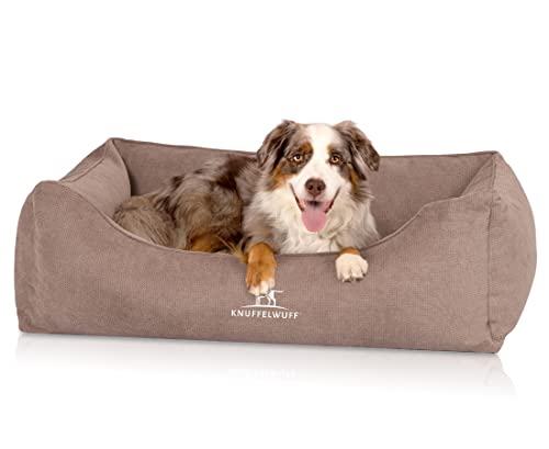 Knuffelwuff orthopädisches Hundebett mit Fächer-Wendekissen Baltimore 120 x 80cm Beige - Abnehmbarer Bezug - waschbar - für große, mittelgroße und kleine Hunde von Knuffelwuff