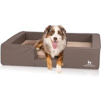 Knuffelwuff orthopädisches Hundebett mit Wendekissen aus Kunstleder Indianapolis grau XL von Knuffelwuff