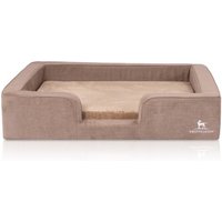 Knuffelwuff orthopädisches Hundebett mit Wendekissen aus Velours Bellamy braun M-L von Knuffelwuff