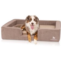 Knuffelwuff orthopädisches Hundebett mit Wendekissen aus Velours Bellamy braun XXL von Knuffelwuff