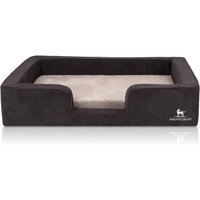 Knuffelwuff orthopädisches Hundebett mit Wendekissen aus Velours Bellamy schwarz M-L von Knuffelwuff