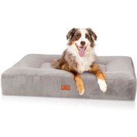 Knuffelwuff orthopädisches Hundebett mit kuschelig weichem Kaninchen Fellimitat Midland beige/ grau M-L von Knuffelwuff