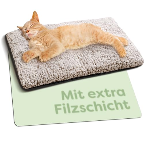 Selbstheizende Decke für Hunde & Katzen Braun 60x45cm - Weich & kuschelige Katzendecke - Geräuschdämpfung - Waschbarer Bezug - Mit Rutschfester Unterseite von Knupis