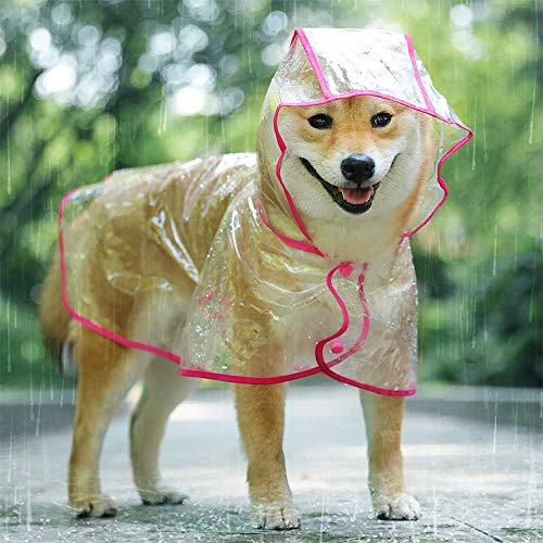 KoKoBin Reflektierender Mantel für Hunde und Katzen mit Kapuze, verstellbar, PVC, transparent, wasserdicht, ultraleicht, für kleine Hunde (Rot, M) von KoKoBin
