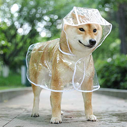 KoKoBin Reflektierender Mantel für Hunde und Katzen mit Kapuze, verstellbar, PVC, transparent, wasserdicht, ultraleicht, für kleine Hunde (Weiß, M) von KoKoBin