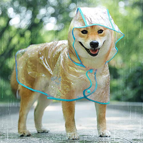 KoKoBin Regenmantel für Hunde und Katzen mit Kapuze, verstellbar, PVC, transparent, wasserdicht, ultraleicht, für kleine Hunde (blau, M) von KoKoBin