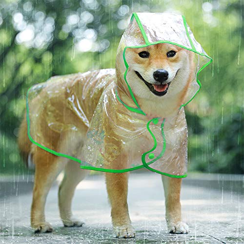 KoKoBin Regenmantel für Hunde und Katzen mit Kapuze, verstellbar, PVC, transparent, wasserdicht, ultraleicht, für kleine Hunde (Grün, M) von KoKoBin