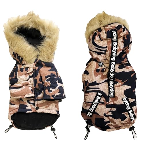 Winter Warm Hundekleidung Winddichte Hundejacke Dicker Hundemantel Haustier Kostüm(Braun,S) von KoKoBin