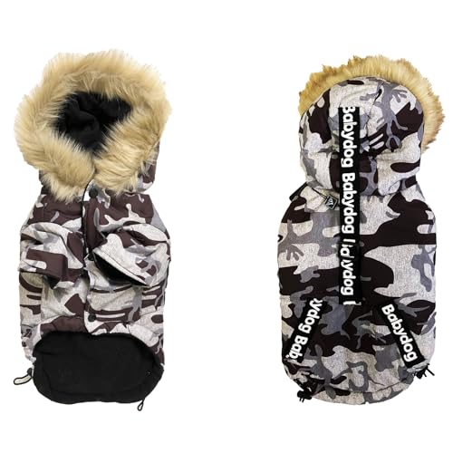 Winter Warm Hundekleidung Winddichte Hundejacke Dicker Hundemantel Haustier Kostüm(Schwarz,XL) von KoKoBin