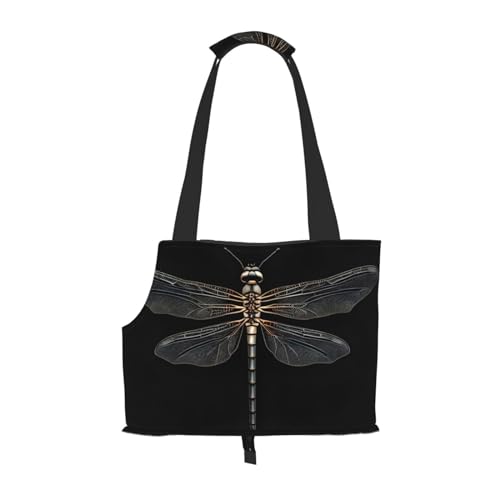 Dragonfly Hundetragetasche für kleine Hunde und Katzen, springsicher, mit großen Taschen, für Reisen im Freien, Schwarz von KoNsev