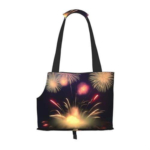 Explosion Fireworks 3D-Druck Hundetragetasche für kleine Hunde und Katzen, Anti-Spring-Hunde-Geldbörse, Haustier-Tragetasche mit großen Taschen, Outdoor-Reisen von KoNsev