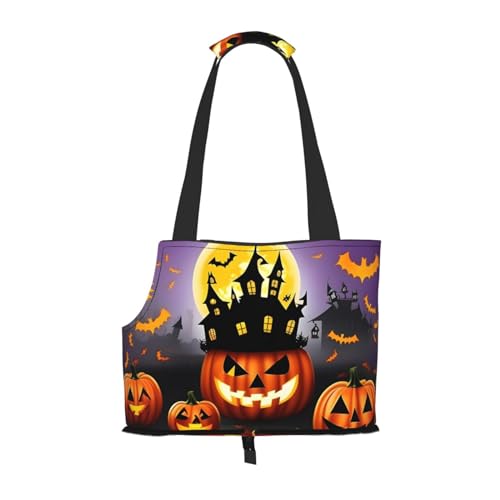 Happy-Halloween Day-Trick-or-Treat Print Hundetragetasche für kleine Hunde Katzen, Anti-Spring-Hunde-Geldbörse, Haustier-Tragetasche mit großen Taschen, Outdoor-Reisen von KoNsev