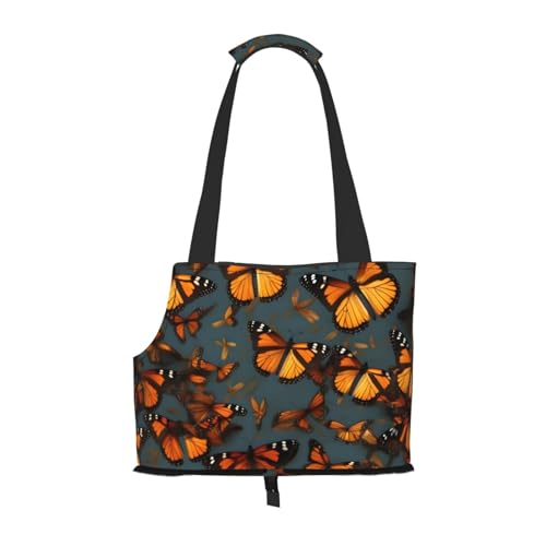 Heaps of Orange Monarch Butterflies Print Dog Carrier for Small Dogs Cats, Anti-Jumping Dog Purse Pet Carrier with Big Pockets,Outdoor Travel von KoNsev