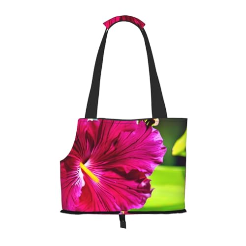 Hundetragetasche für kleine Hunde und Katzen, Hibiskus-Blumendruck, Anti-Spring-Hunde-Geldbörse, Haustier-Tragetasche mit großen Taschen, Outdoor-Reisen von KoNsev