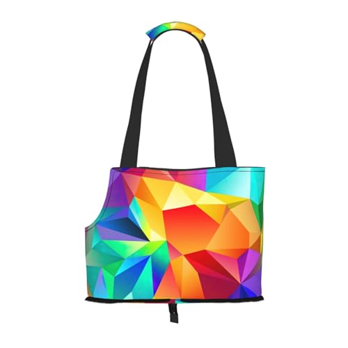 Hundetragetasche für kleine Hunde und Katzen, regenbogenfarben, mit geometrischem Druck, Anti-Spring-Geldbörse, Haustier-Tragetasche mit großen Taschen, Outdoor-Reisen von KoNsev