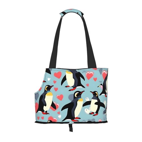 Hundetragetasche mit Aufschrift "I Love Penguins", für kleine Hunde und Katzen, springsicher, mit großen Taschen, Outdoor-Reisen von KoNsev