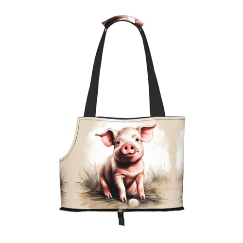 Weiche Seiten, zusammenklappbar, Haustier-Tragetasche für mittelgroße Katzen und Welpen, für U-Bahn/Einkaufen/Wandern, Naughty Pig Babydruck von KoNsev