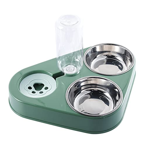 Automatisches Futterspender-Set für Haustiere, Hundefutternapf, Tränke, doppelter Edelstahlnapf, Schwerkraft-Nachfüll-Wasserflaschenspender von Kobeleen