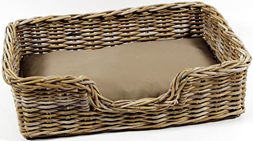 Kobolo Hundekorb Hundesofa aus stabilem Rattan geflochten inkl. Kissen 72x53x20 cm von Kobolo