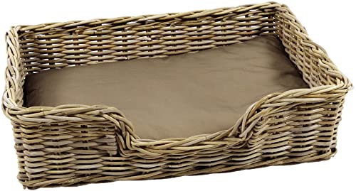 Kobolo Hundekorb Hundesofa aus stabilem Rattan geflochten inkl. Kissen 81x62x21 cm von Kobolo