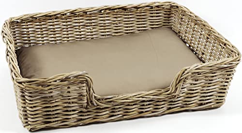 Kobolo Hundekorb Hundesofa aus stabilem Rattan geflochten inkl. Kissen 94x74x26 cm von Kobolo