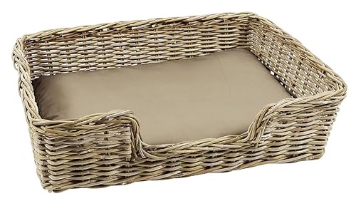 Kobolo Hundekorb Hundesofa aus stabilem Rattan geflochten inkl. Kissen 94x74x26 cm von Kobolo